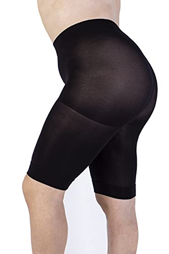 Figurenformend Radlerhose Damen Große Größen, Anti Chafing Shorts 90 Deniers, Übergrößen Miederhose, Hoch Tailliert, Bequem und Atmungsaktiv Shapewear - Made in Ital (Black, 7) von LEELA LAB