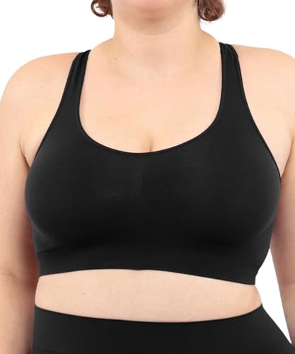 LEELA LAB Bralette Damen, Bügelfreier BH bietet Unterstützung ohne zu Spannen, mit Nahtloser Technologie - Made in Italy (Black, 3XL) von LEELA LAB