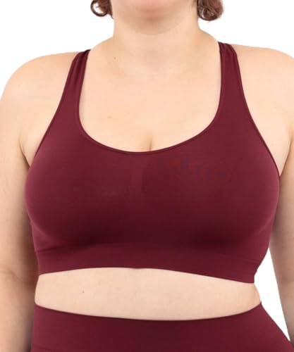 LEELA LAB Bralette Damen, Bügelfreier BH bietet Unterstützung ohne zu Spannen, mit Nahtloser Technologie - Made in Italy (Bordeaux, 3XL) von LEELA LAB