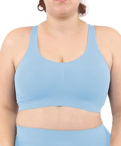 LEELA LAB Bralette Damen, Bügelfreier BH bietet Unterstützung ohne zu Spannen, mit Nahtloser Technologie - Made in Italy (Desaturated Blue, 3XL) von LEELA LAB