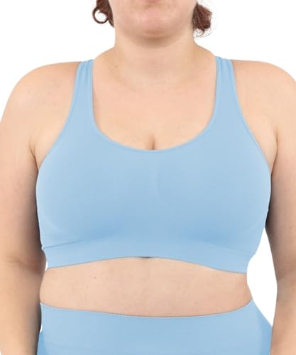 LEELA LAB Bralette Damen, Bügelfreier BH bietet Unterstützung ohne zu Spannen, mit Nahtloser Technologie - Made in Italy (Desaturated Blue, XXL) von LEELA LAB