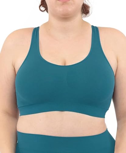 LEELA LAB Bralette Damen, Bügelfreier BH bietet Unterstützung ohne zu Spannen, mit Nahtloser Technologie - Made in Italy (Petrol Green, 3XL) von LEELA LAB