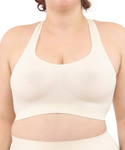 LEELA LAB Bralette Damen, Bügelfreier BH bietet Unterstützung ohne zu Spannen, mit Nahtloser Technologie - Made in Italy (Pink Powder, 3XL) von LEELA LAB