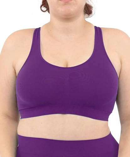 LEELA LAB Bralette Damen, Bügelfreier BH bietet Unterstützung ohne zu Spannen, mit Nahtloser Technologie - Made in Italy (Violet, 3XL) von LEELA LAB