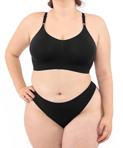 LEELA LAB Bügelfreier BH Damen Große Größen, Bequem und Vielseitig mit Verstellbaren Trägern, Nahtloser Technologie - Made in Italy (Black, 3XL) von LEELA LAB