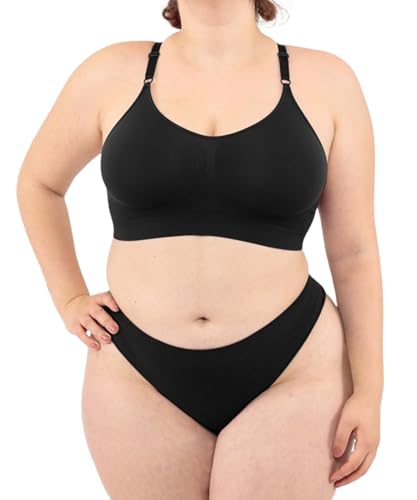 LEELA LAB Bügelfreier BH Damen Große Größen, Bequem und Vielseitig mit Verstellbaren Trägern, Nahtloser Technologie - Made in Italy (Black, XXL) von LEELA LAB