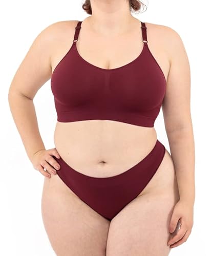 LEELA LAB Bügelfreier BH Damen Große Größen, Bequem und Vielseitig mit Verstellbaren Trägern, Nahtloser Technologie - Made in Italy (Bordeaux, 3XL) von LEELA LAB