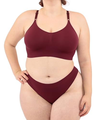 LEELA LAB Bügelfreier BH Damen Große Größen, Bequem und Vielseitig mit Verstellbaren Trägern, Nahtloser Technologie - Made in Italy (Bordeaux, L/XL) von LEELA LAB