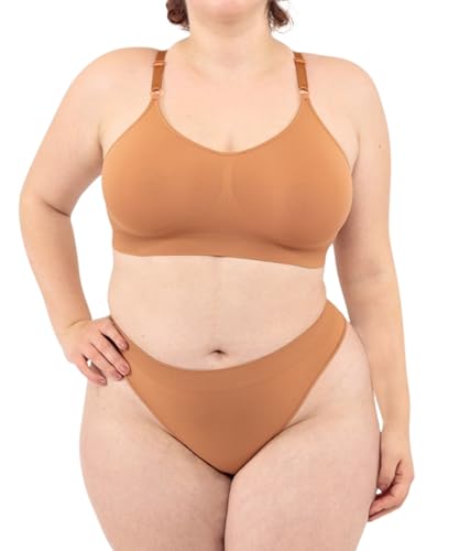 LEELA LAB Bügelfreier BH Damen Große Größen, Bequem und Vielseitig mit Verstellbaren Trägern, Nahtloser Technologie - Made in Italy (Camel, 3XL) von LEELA LAB