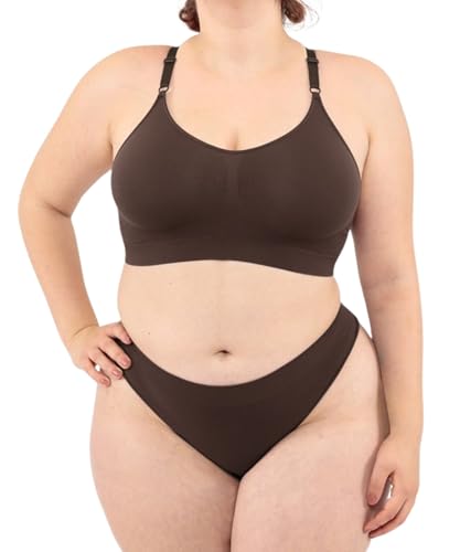LEELA LAB Bügelfreier BH Damen Große Größen, Bequem und Vielseitig mit Verstellbaren Trägern, Nahtloser Technologie - Made in Italy (Coffee, 3XL) von LEELA LAB
