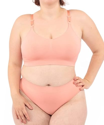 LEELA LAB Bügelfreier BH Damen Große Größen, Bequem und Vielseitig mit Verstellbaren Trägern, Nahtloser Technologie - Made in Italy (Coral, L/XL) von LEELA LAB