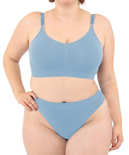 LEELA LAB Bügelfreier BH Damen Große Größen, Bequem und Vielseitig mit Verstellbaren Trägern, Nahtloser Technologie - Made in Italy (Desaturated Blue, XXL) von LEELA LAB