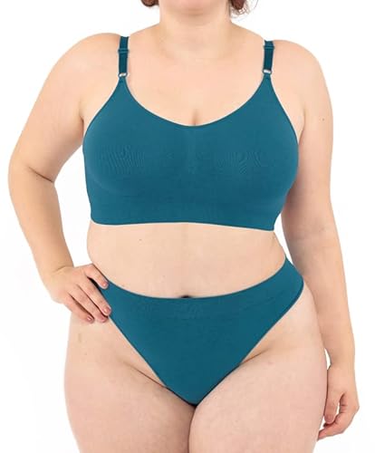 LEELA LAB Bügelfreier BH Damen Große Größen, Bequem und Vielseitig mit Verstellbaren Trägern, Nahtloser Technologie - Made in Italy (Petrol Green, 3XL) von LEELA LAB