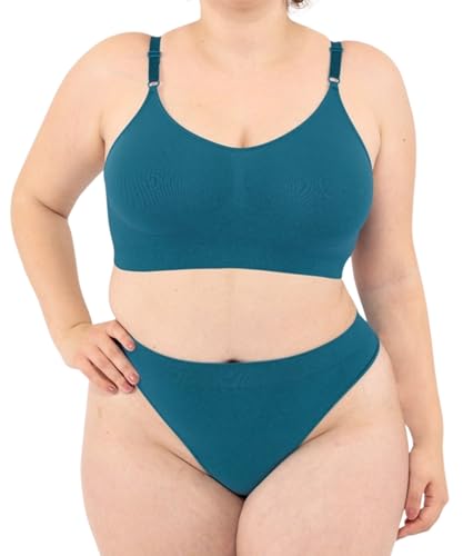 LEELA LAB Bügelfreier BH Damen Große Größen, Bequem und Vielseitig mit Verstellbaren Trägern, Nahtloser Technologie - Made in Italy (Petrol Green, 3XL) von LEELA LAB