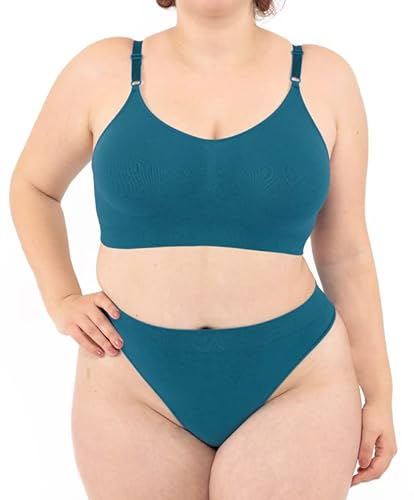 LEELA LAB Bügelfreier BH Damen Große Größen, Bequem und Vielseitig mit Verstellbaren Trägern, Nahtloser Technologie - Made in Italy (Petrol Green, L/XL) von LEELA LAB