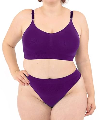 LEELA LAB Bügelfreier BH Damen Große Größen, Bequem und Vielseitig mit Verstellbaren Trägern, Nahtloser Technologie - Made in Italy (Violet, 3XL) von LEELA LAB