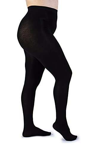 LEELA LAB Kaschmir Strumpfhose Damen Große Größen 90 Denier, Bequem und Langlebig - Made in Italy (Black, 4) von LEELA LAB