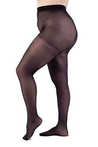 LEELA LAB Strumpfhose Damen Sheer Große Größen 30 Denier, Bequem und Langlebig - Made in Italy (Black, 6) von LEELA LAB