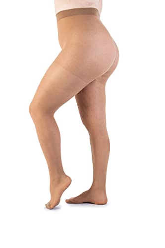 LEELA LAB Strumpfhose Damen Sheer Große Größen 30 Denier, Bequem und Langlebig - Made in Italy (Sand, 8) von LEELA LAB