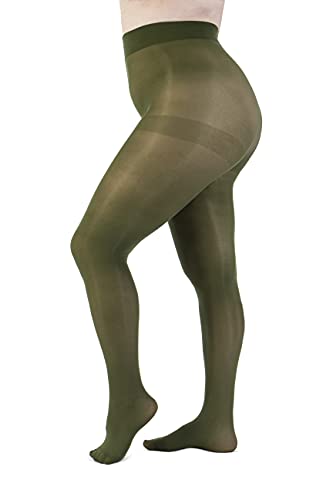 LEELA LAB Strumpfhose Damen Sheer Große Größen 50 Denier, Bequem und Langlebig - Made in Italy (Military green, 4) von LEELA LAB