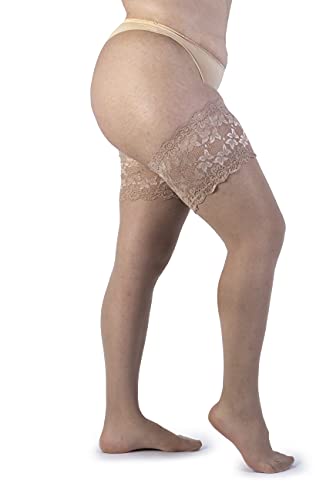 LEELA LAB Strumpfhose Damen Strapsen 30 Denier, Bequem und Langlebig High Ruffle Stay-ups - Made in Italy (Powder, 7) von LEELA LAB