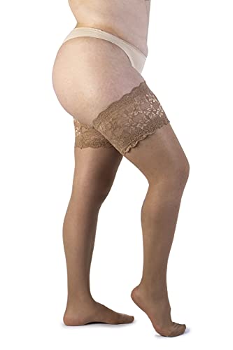LEELA LAB Strumpfhose Damen Strapsen 30 Denier, Bequem und Langlebig High Ruffle Stay-ups - Made in Italy (Sand, 7) von LEELA LAB