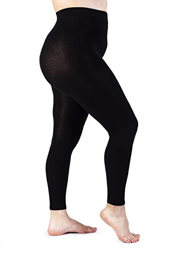 LEELA LAB Damen Winter Leggings Große Größen, Leggings mit Warmen Kaschmir 90 Denier, Damen Plus Size, Passform, Komfortabel, Dehnbar - Made in Italy (Black, 8) von LEELA LAB