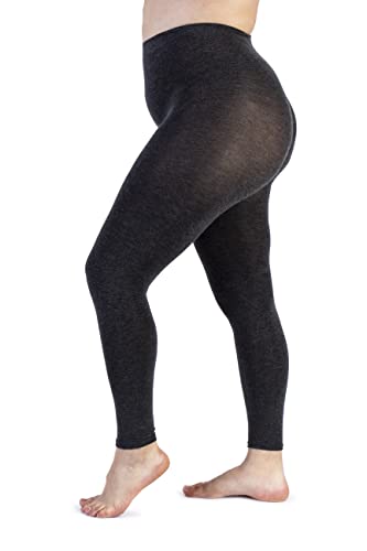 LEELA LAB Damen Winter Leggings Große Größen, Leggings mit Warmen Kaschmir 90 Denier, Damen Plus Size, Passform, Komfortabel, Dehnbar - Made in Italy (Dark Grey, 4) von LEELA LAB