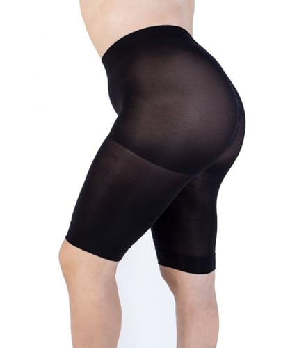 LEELA LAB Figurenformend Radlerhose Damen Große Größen, Anti Chafing Shorts 90 Deniers, Übergrößen Miederhose, Hoch Tailliert, Bequem und Atmungsaktiv Shapewear - Made in Ital (Black, 6) von LEELA LAB