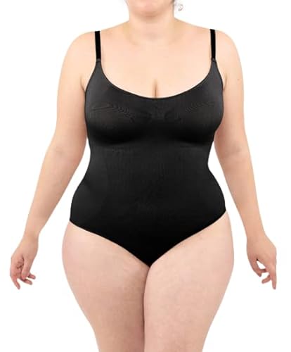 LEELA LAB Formend Bodysuit Damen Größe Größen, Shapewear mit Verstellbarem Verschluss, Nahtloser Technologie - Made in Italy (Black, XXL) von LEELA LAB