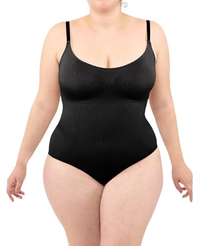 LEELA LAB Formend Bodysuit Damen Größe Größen, Shapewear mit Verstellbarem Verschluss, Nahtloser Technologie - Made in Italy (Black, XXL) von LEELA LAB