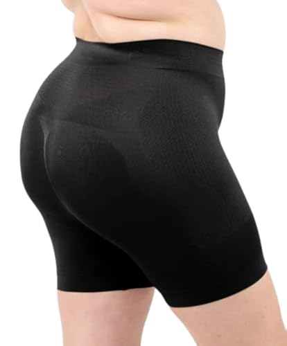 LEELA LAB Formend Shorts Damen Große Größen, Kurze Hosen Push-up Effekt, Shapewear mit nahtlosen Technologie - Made in Italy (Black, XXL) von LEELA LAB