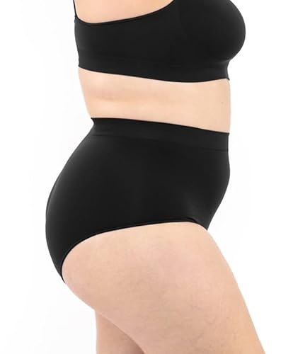 LEELA LAB High Waist Slip Damen, Unterwäsche aus weicher Mikrofaser, hergestellt mit Seamless Technologie - Made in Italy (Black, 3XL) von LEELA LAB