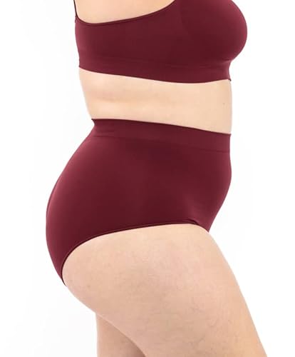 LEELA LAB High Waist Slip Damen, Unterwäsche aus weicher Mikrofaser, hergestellt mit Seamless Technologie - Made in Italy (Bordeaux, XXL) von LEELA LAB