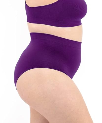 LEELA LAB High Waist Slip Damen, Unterwäsche aus weicher Mikrofaser, hergestellt mit Seamless Technologie - Made in Italy (Violet, XXL) von LEELA LAB