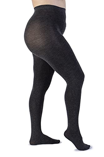 LEELA LAB Kaschmir Strumpfhose Damen Große Größen 90 Denier, Bequem und Langlebig - Made in Italy (Dark grey, 5) von LEELA LAB