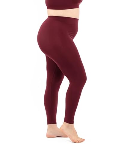 LEELA LAB Leggings Damen Große Größen, Basic Line, Bequem und Vielseitig, aus weicher Mikrofaser mit Nahtloser Technologie - Made in Italy (Bordeaux, XXL) von LEELA LAB