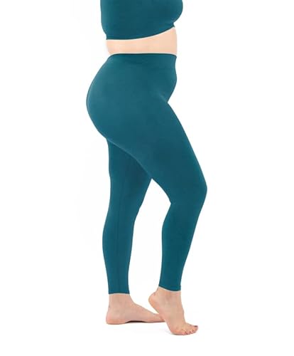 LEELA LAB Leggings Damen Große Größen, Basic Line, Bequem und Vielseitig, aus weicher Mikrofaser mit Nahtloser Technologie - Made in Italy (Petrol Green, XXL) von LEELA LAB