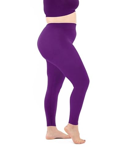 LEELA LAB Leggings Damen Große Größen, Basic Line, Bequem und Vielseitig, aus weicher Mikrofaser mit Nahtloser Technologie - Made in Italy (Violet, 3XL) von LEELA LAB