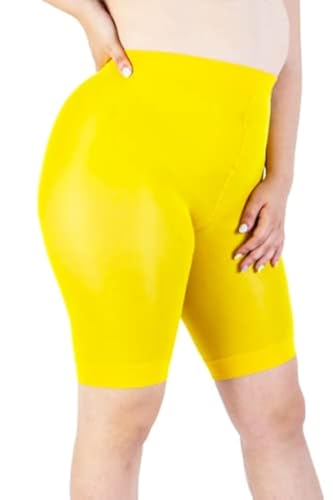 LEELA LAB Radlerhose Damen Große Größen, Anti Chafing Shorts 90 Deniers, Übergrößen Miederhose, Hoch Tailliert, Bequem und Atmungsaktiv - Made in Italy (Mustard, 7) von LEELA LAB