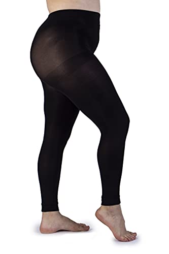 LEELA LAB Schwarze Leggings Große Größen für Frauen, Super Opak, 80 Denier, Schlankmachend, Formend, Enthaltend - Made in Italy (Tg. 7) von LEELA LAB