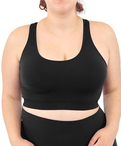 LEELA LAB Sport-BH Große Größen, Bequem und Vielseitig, bietet Unterstützung ohne Einzuengen, mit Nahtloser Technologie - Made in Italy (Black, XXL) von LEELA LAB