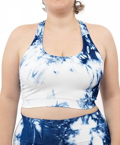 LEELA LAB Sport-BH Große Größen, Bequem und Vielseitig, bietet Unterstützung ohne Einzuengen, mit Nahtloser Technologie - Made in Italy (Blue tie dye, 3XL) von LEELA LAB