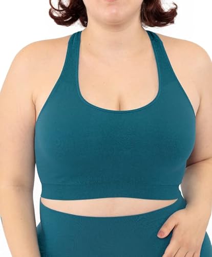 LEELA LAB Sport-BH Große Größen, Bequem und Vielseitig, bietet Unterstützung ohne Einzuengen, mit Nahtloser Technologie - Made in Italy (Petrol Green, XXL) von LEELA LAB