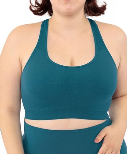 LEELA LAB Sport-BH Große Größen, Bequem und Vielseitig, bietet Unterstützung ohne Einzuengen, mit Nahtloser Technologie - Made in Italy (Petrol Green, 3XL) von LEELA LAB