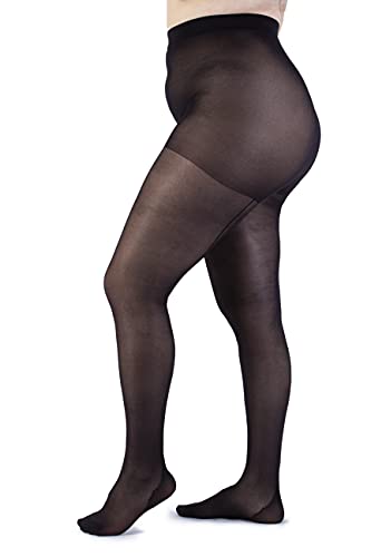 LEELA LAB Strumpfhose Damen Große Größen Fashion mit Naht 30 Denier, Bequem und Langlebig - Made in Italy (Blackblack, 7) von LEELA LAB