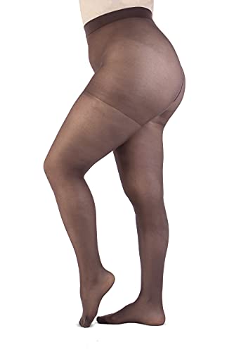 LEELA LAB Strumpfhose Damen Sheer Große Größen 30 Denier, Bequem und Langlebig - Made in Italy (Cappuccino, 6) von LEELA LAB