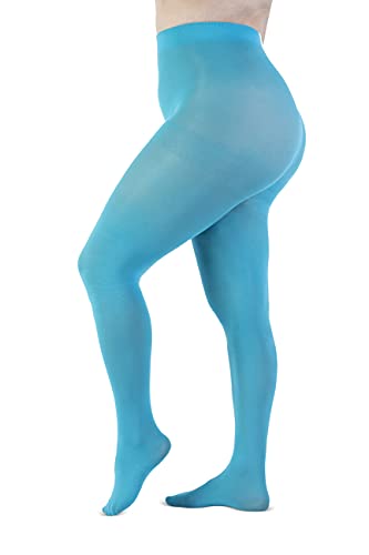 LEELA LAB Strumpfhose Damen Sheer Große Größen 90 Denier, Bequem und Langlebig - Made in Italy (Aqua, 5) von LEELA LAB