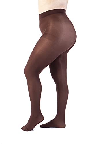 LEELA LAB Strumpfhose Damen Sheer Große Größen 90 Denier, Bequem und Langlebig - Made in Italy (Coffee, 5) von LEELA LAB