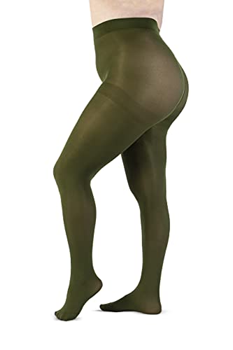 LEELA LAB Strumpfhose Damen Sheer Große Größen 90 Denier, Bequem und Langlebig - Made in Italy (Military green, 6) von LEELA LAB
